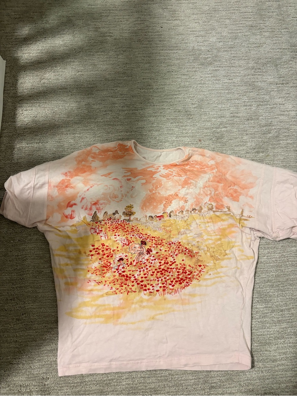 Blumarine S M Pink Floral Field Graphic Tee embroidered